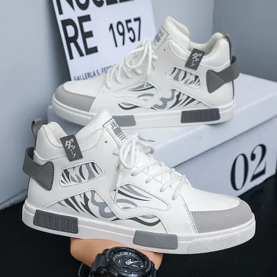 Premium Leather High Top Sneakers for Men